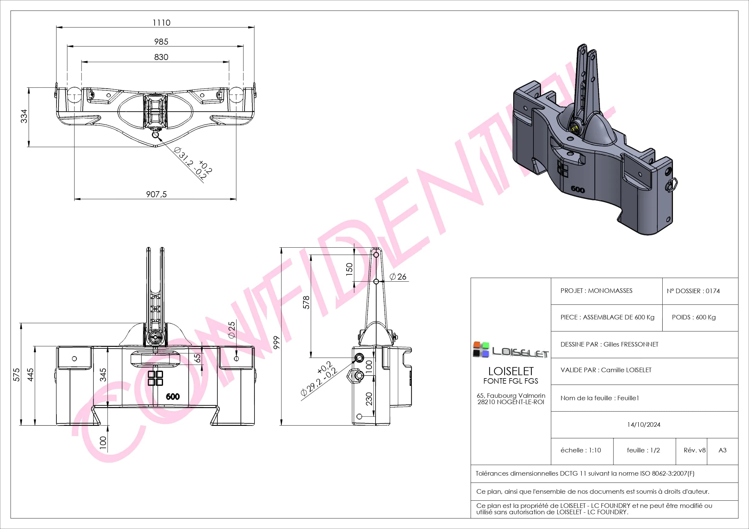 Plan de asamblare - 600 kg