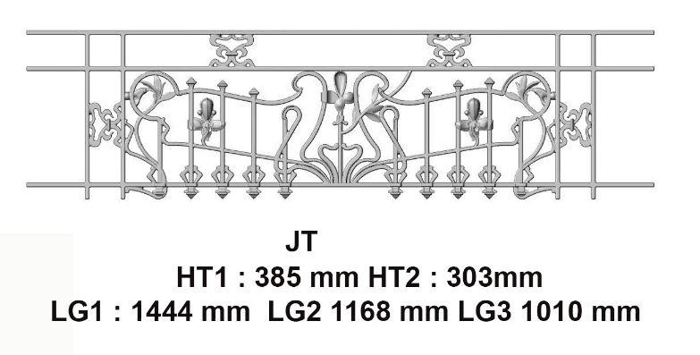 Grilă de balcon, balustradă din fontă — ref JT