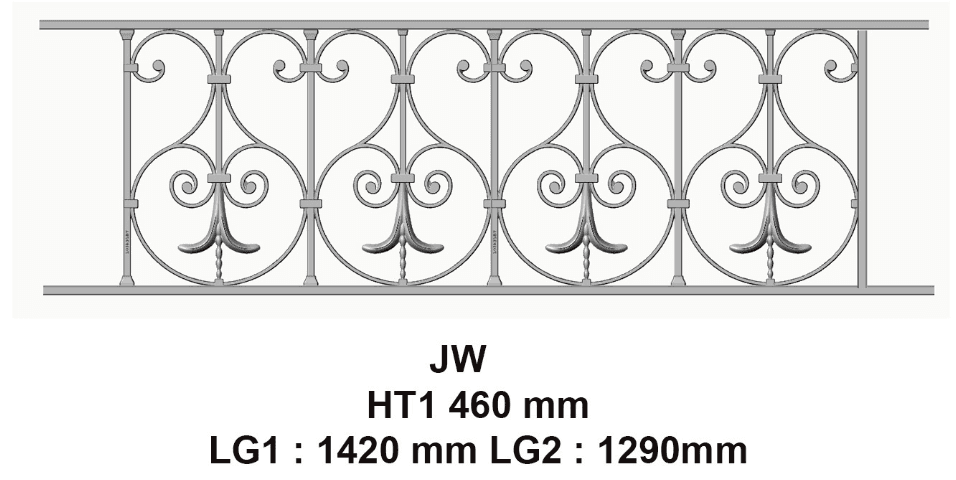 Grilă de balcon, balustradă din fontă — ref JW