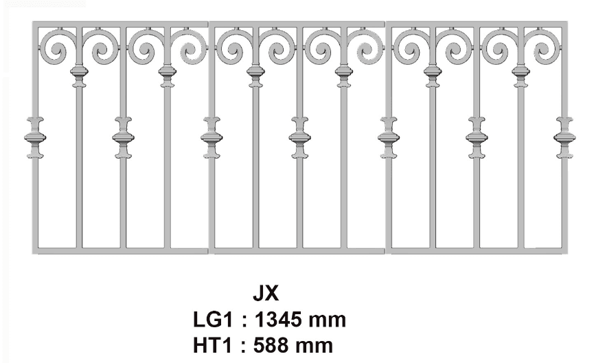 Grilă de balcon, balustradă din fontă — ref JX