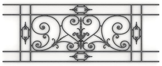 Grilă de balcon, balustradă din fontă — ref NW