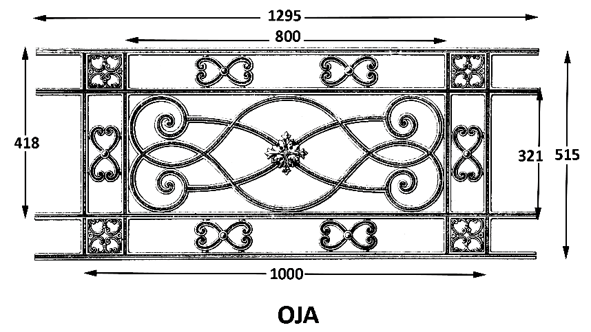 Bară de sprijin pentru fereastră, balustradă din fontă — ref OJA