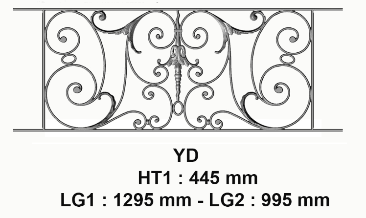 Grilă de balcon, balustradă din fontă — ref YD