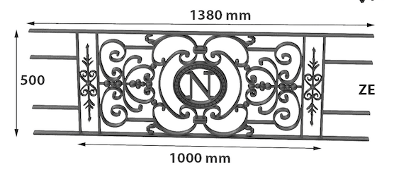 Grilă de balcon, balustradă din fontă — ref ZE