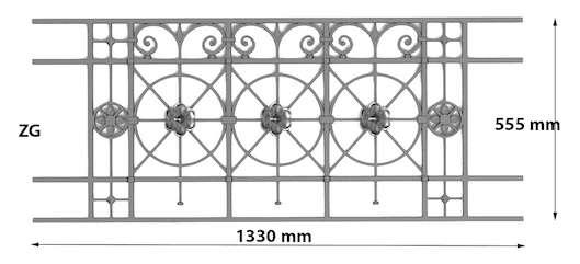 Grilă de balcon, balustradă din fontă — ref ZG