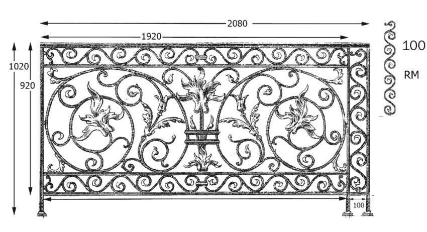 Balustradă, rambardă lucrată din fontă