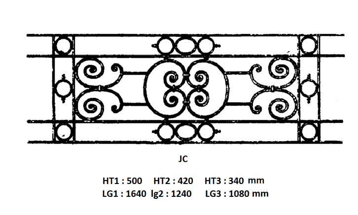 Grilaj de balcon, balustradă din fontă — ref JC
