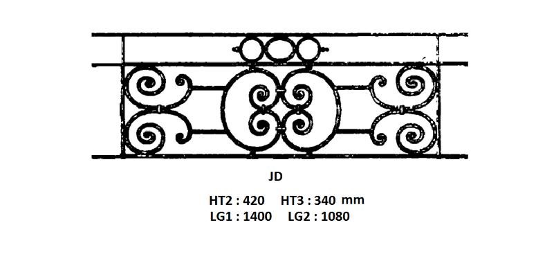Grilaj de balcon, balustradă din fontă — ref JD