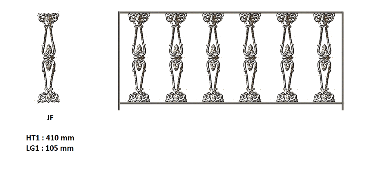 Grilaj de balcon, balustradă din fontă — ref JF
