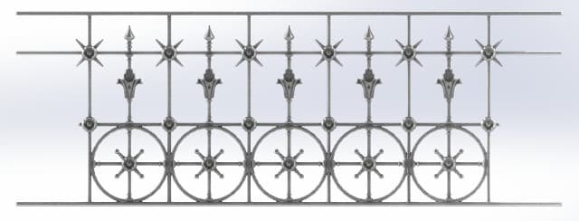 Grilă de balcon, balustradă din fontă — ref JN