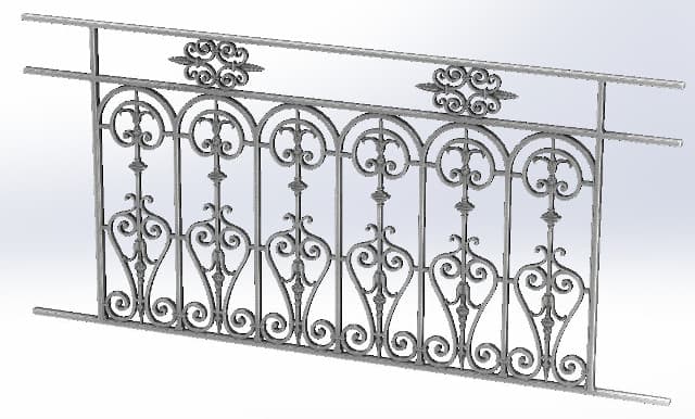 Grilă de balcon, balustradă din fontă — ref JV