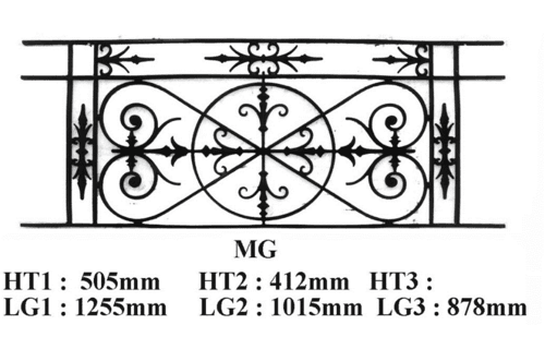 Grilă de balcon, balustradă din fontă — ref MG
