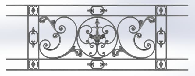 Grilă de balcon, balustradă din fontă — ref ML