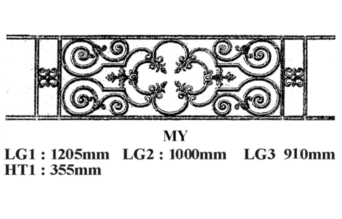 Grilă de balcon, balustradă din fontă — ref MY