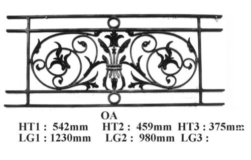 Grilă de balcon, balustradă din fontă — ref OA