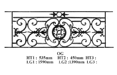 Grilă de balcon, balustradă din fontă — ref OG