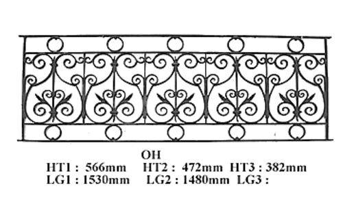 Grilaj de balcon, balustradă din fontă — ref OH