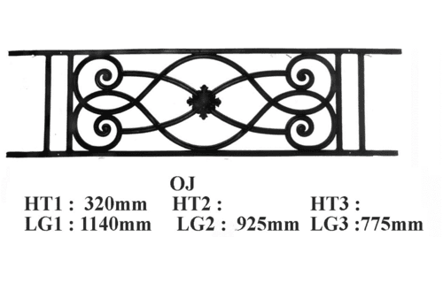 Grilă de balcon, balustradă din fontă — ref OJ