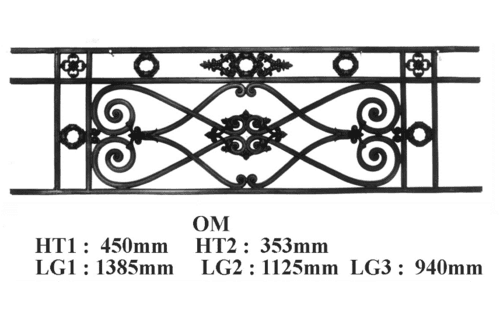 Grilă de balcon, balustradă din fontă — ref OM