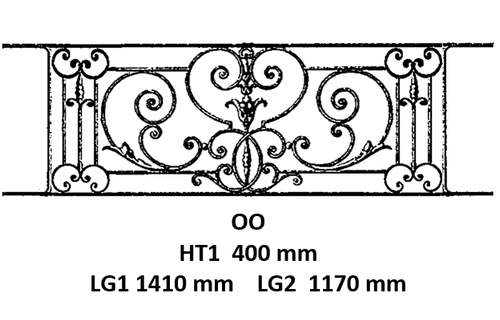 Grilă de balcon, balustradă din fontă — ref OO