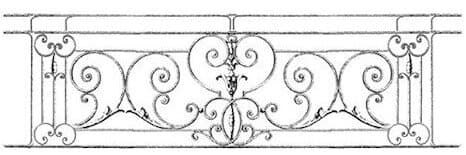 Grilă de balcon, balustradă din fontă — ref OO-BIS