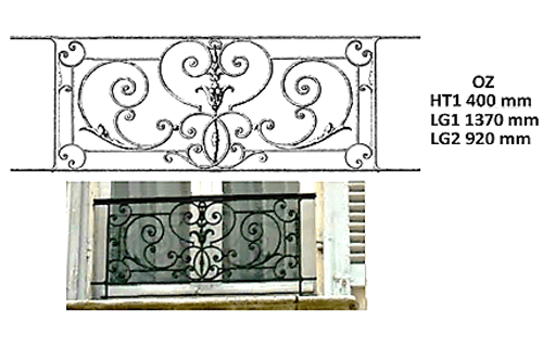 Grilă de balcon, balustradă din fontă — ref OZ