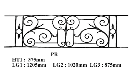 Grilaj de balcon, balustradă din fontă — ref PB