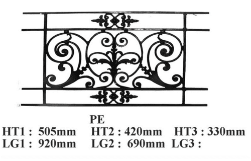 Grilă de balcon, balustradă din fontă — ref PE
