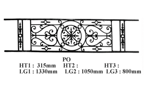 Grilă de balcon, balustradă din fontă — ref PO