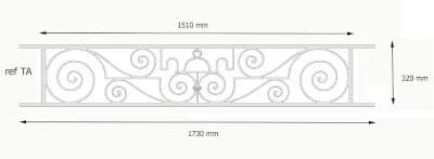 Grilă de balcon, balustradă din fontă — ref TA