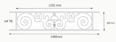 Grilă de balcon, balustradă din fontă — ref TB