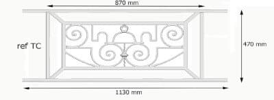 Grilă de balcon, balustradă din fontă — ref TC