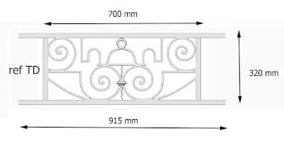 Grilaj de balcon, balustradă din fontă — ref TD