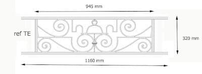 Grilaj de balcon, balustradă din fontă — ref TE