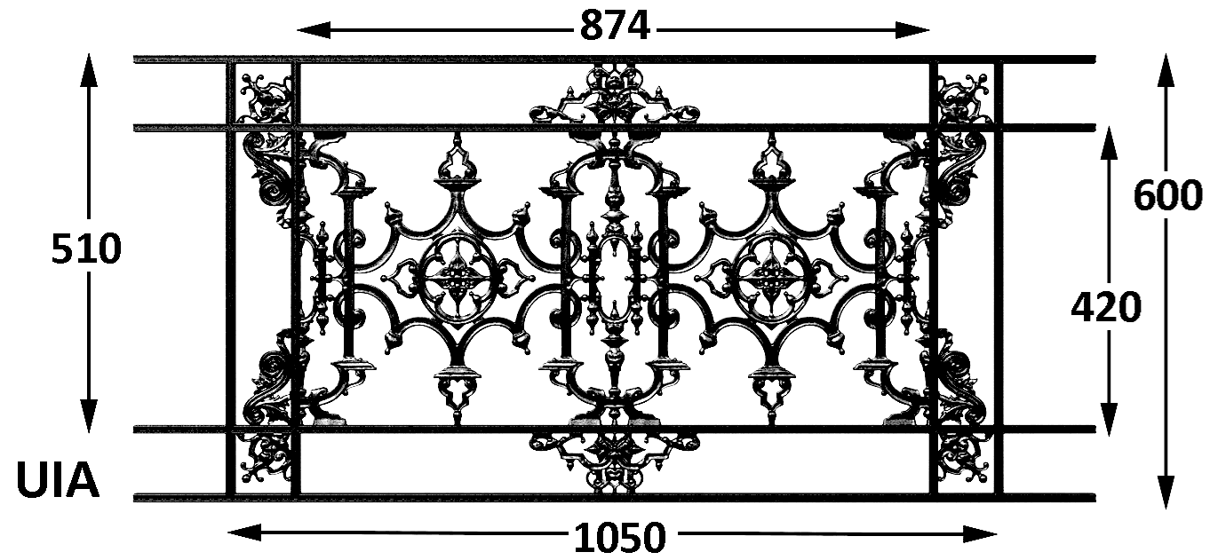 Bară de sprijin pentru fereastră, balustradă din fontă — ref UIA