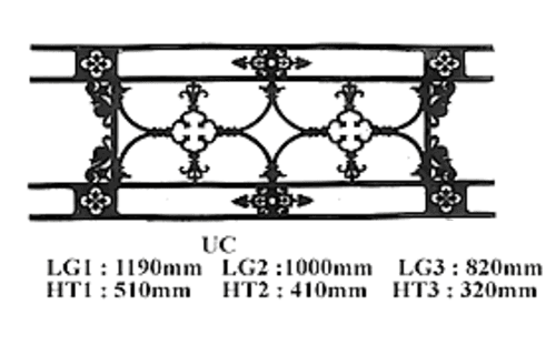 Grilă de balcon, balustradă din fontă — ref UC