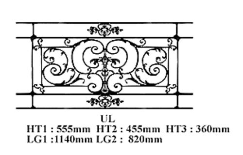 Grilă de balcon, balustradă din fontă — ref UL
