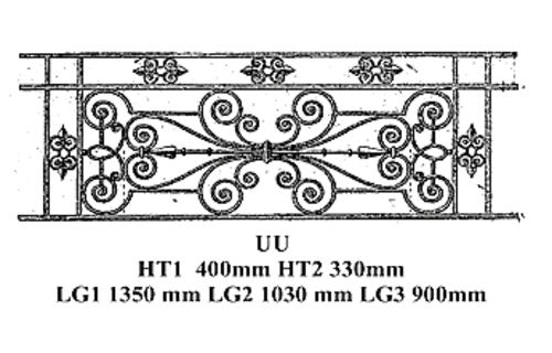 Grilă de balcon, balustradă din fontă — ref UU