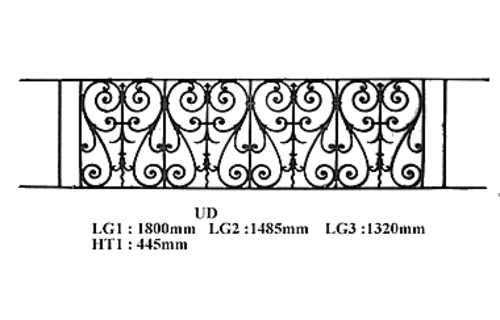 Grilă de balcon, balustradă din fontă — ref UD