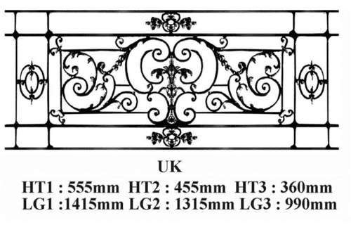 Grilă de balcon, balustradă din fontă — ref UK