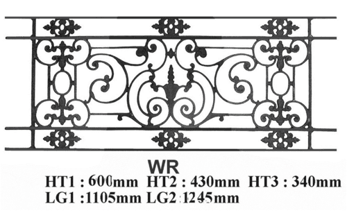 Grilă de balcon, balustradă din fontă — ref WR