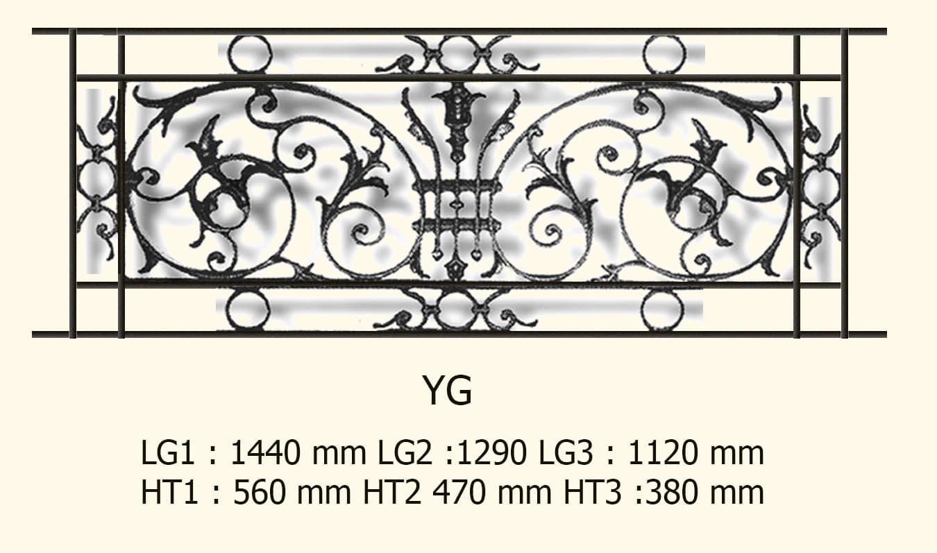 Grilă de balcon, balustradă din fontă — ref YG