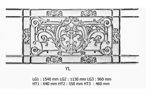Grilă de balcon, balustradă din fontă — ref YL