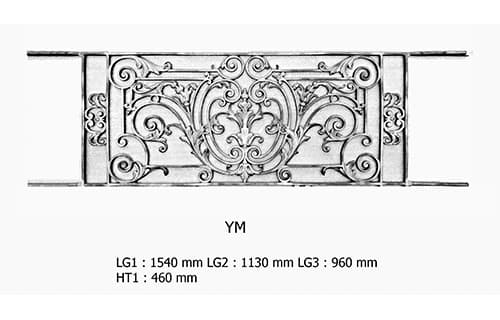 Grilă de balcon, balustradă din fontă — ref YM