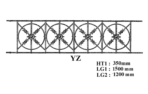 Grilă de balcon, balustradă din fontă — ref YZ