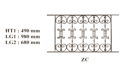 Grilaj de balcon, balustradă din fontă — ref ZC