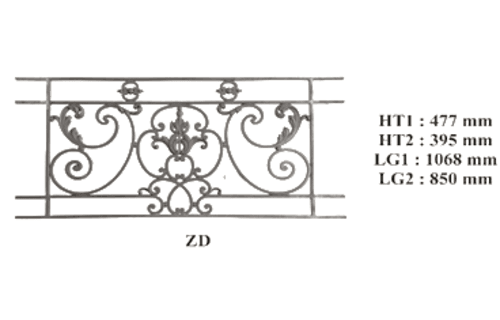 Grilă de balcon, balustradă din fontă — ref ZD